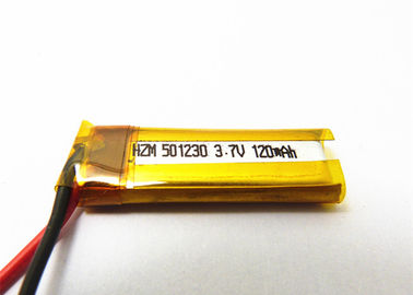 China Small 3.7v  501230 120mah Lithium Polymer Battery For Blue Tooth Earphone supplier